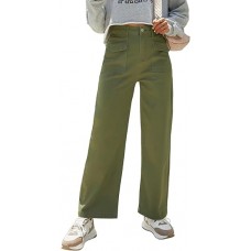 Womens Cargo Pants Women Baggy Wide Leg High Waist Casual Pants Jean Stretch Pants