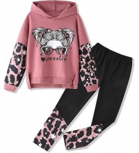 Girls Clothes Cool Girl Print Tie Dye Hoodie Pullover Sweatshirt Leggings 2PC Outfits