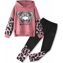 Girls Clothes Cool Girl Print Tie Dye Hoodie Pullover Sweatshirt Leggings 2PC Outfits