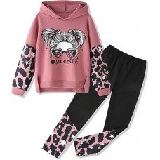 Girls Clothes Cool Girl Print Tie Dye Hoodie Pullover Sweatshirt Leggings 2PC Outfits