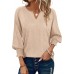  Women's 3/4 Sleeve V Neck T Shirts Ruffle Sleeve Summer Casual Tops