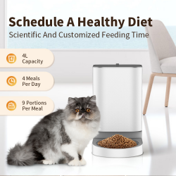 Toya Smart Pet Feeder 4L, Automatic Stainless Steel Bowl, Wifi Controlled via Mobile App, Portable Indoor Dog Food Dispenser